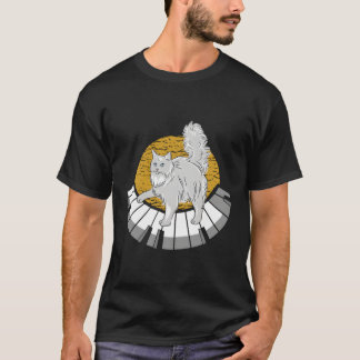 T-shirt Piano chat Lecteur Pianiste Clavier Cute Animal Pi