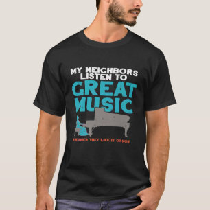 T-shirt Piano Clavier Neigbours Musique classique Lecteur 