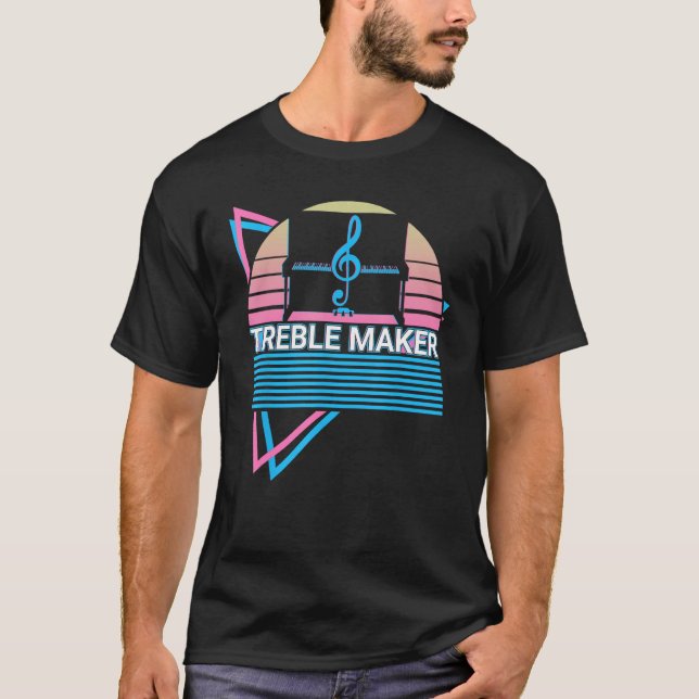 T-shirt Piano Clavier Piano Rétro Machine à Treble (Devant)