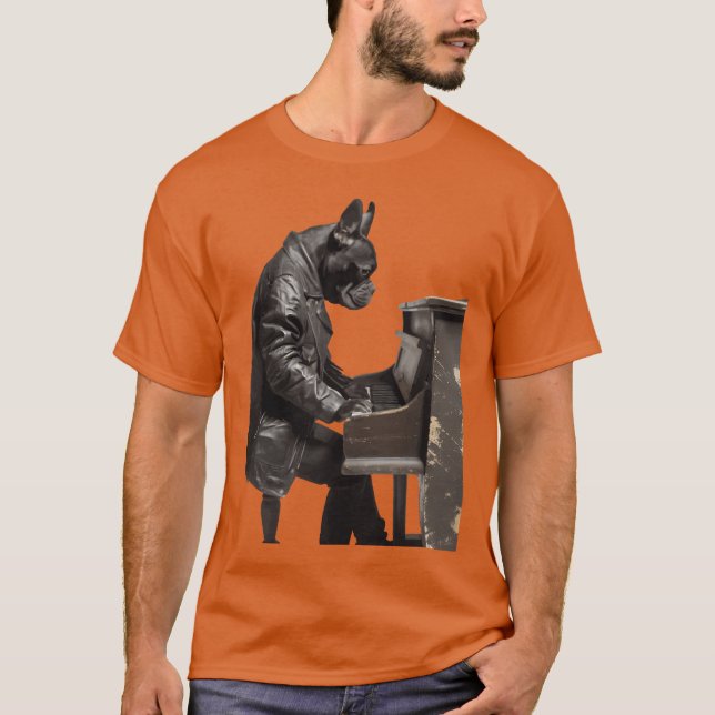 T-shirt Piano Dog amis drôle (Devant)