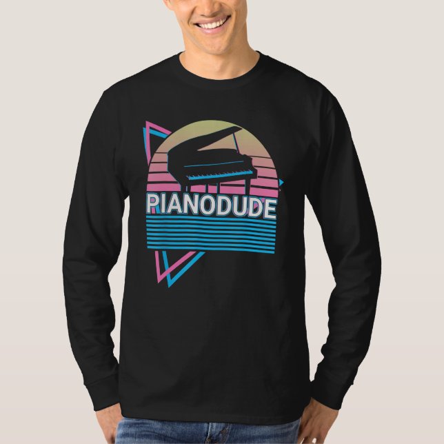 T-shirt Piano Dude Keyboard Piano Retro (Devant)
