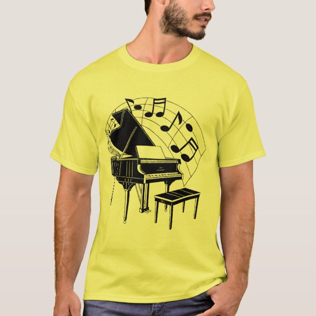 T-shirt Piano en noir (Devant)