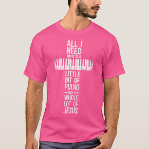 T-shirt Piano Enseignant Pianiste Clavier Croix Jésus Chri