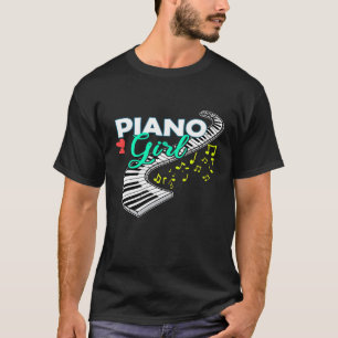 T-shirt Piano Girl Cadeau Clavier Lecteur Femme Musique En