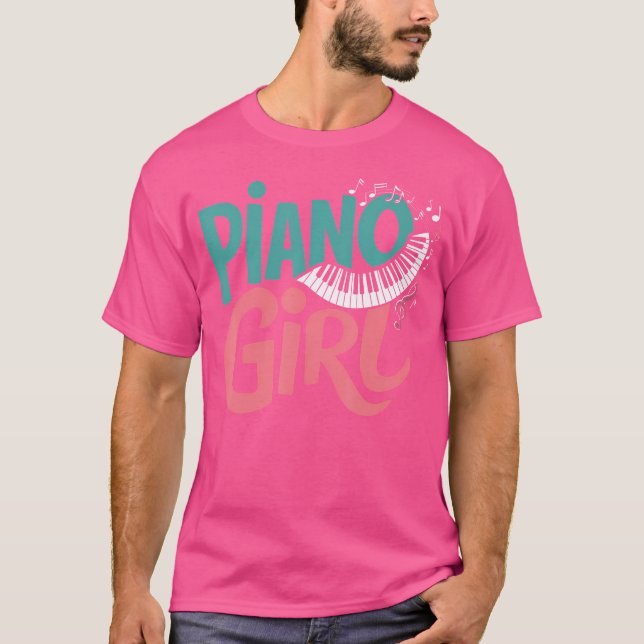 T-shirt Piano Girl Pianist Music 	 Small Black (Devant)
