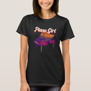 T-shirt Piano Girl Piano Keyboard Musicien