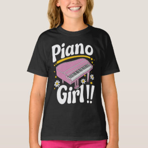 T-shirt Piano Girl super - Retro Pink Grand Piano