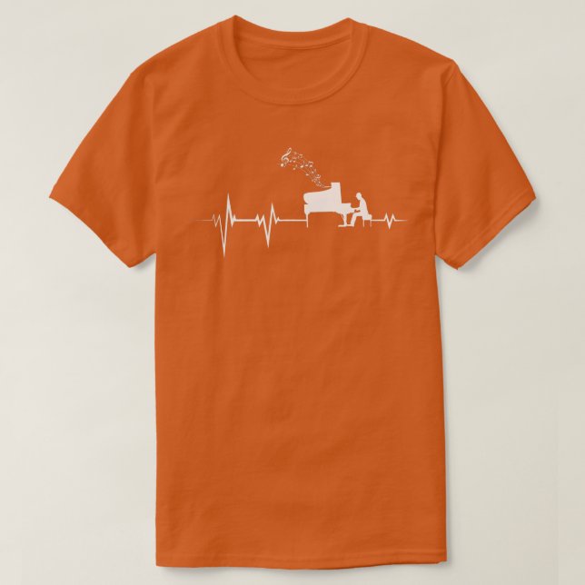T-shirt Piano Heartbeat Pianist musique classique Jazz Com (Design devant)