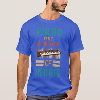 T-shirt Piano Ishe Illumination De Musique Cadeau