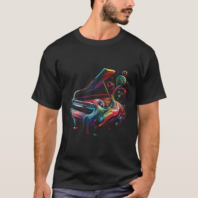 T-shirt Piano Joueurs Beau Piano coloré (Devant)