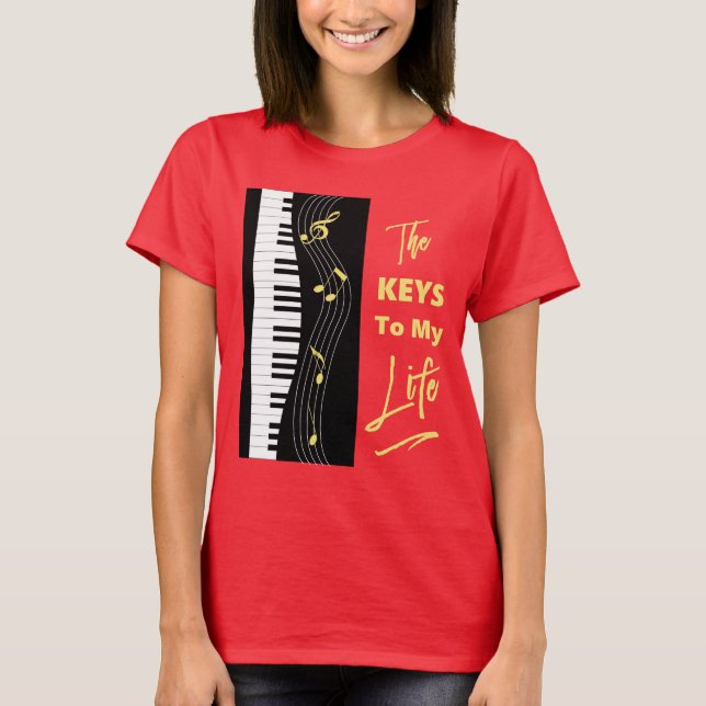 T-shirt Piano Keyboard Players Fun Music Notes Graphique (Devant)