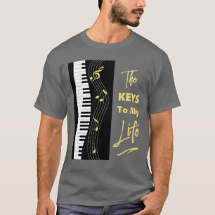 T-shirt Piano Keyboard Players Fun Music Notes Graphique