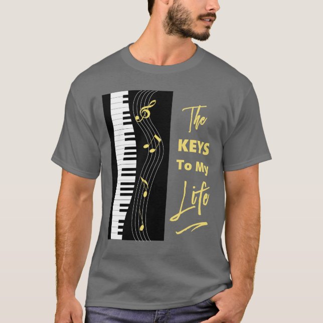 T-shirt Piano Keyboard Players Fun Music Notes Graphique (Devant)