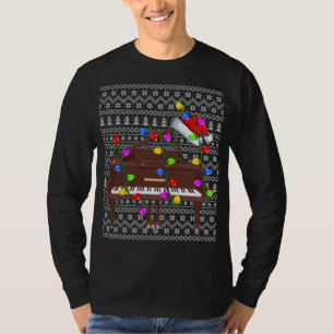 T-shirt Piano Lighting Xmas Sweater Ugly Piano Noël