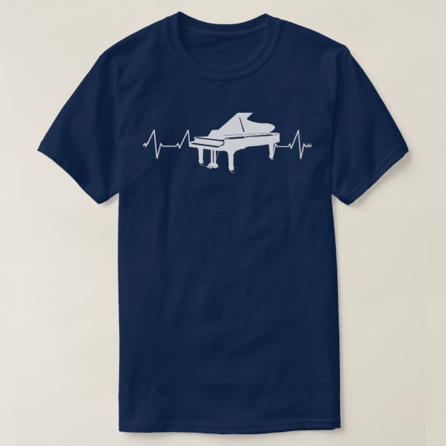T-shirt Piano Music Clavier Heartbeat T Shirt Piano Music (Design devant)
