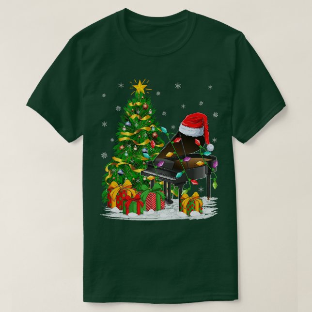 T-shirt Piano Music Lover Matching Santa Hat Piano Christa (Design devant)