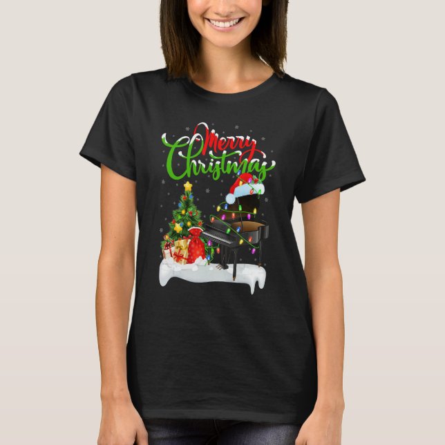 T-shirt Piano Music   Xmas Decorations Santa Piano Christm (Devant)