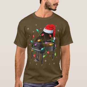 T-shirt Piano Music Xmas Lighting Matching Santa Hat