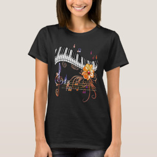 T-shirt Piano Musical Clavier Or Flower