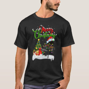 T-shirt Piano Musique Noël Décorations Père Noël Piano Chr
