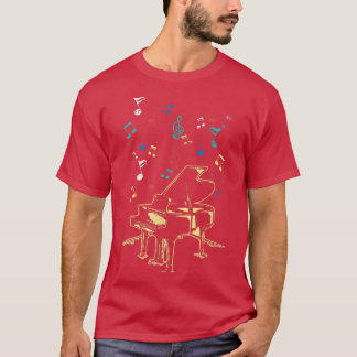 T-shirt Piano Notes Voyage À Succès Jouer Musique Grand Co