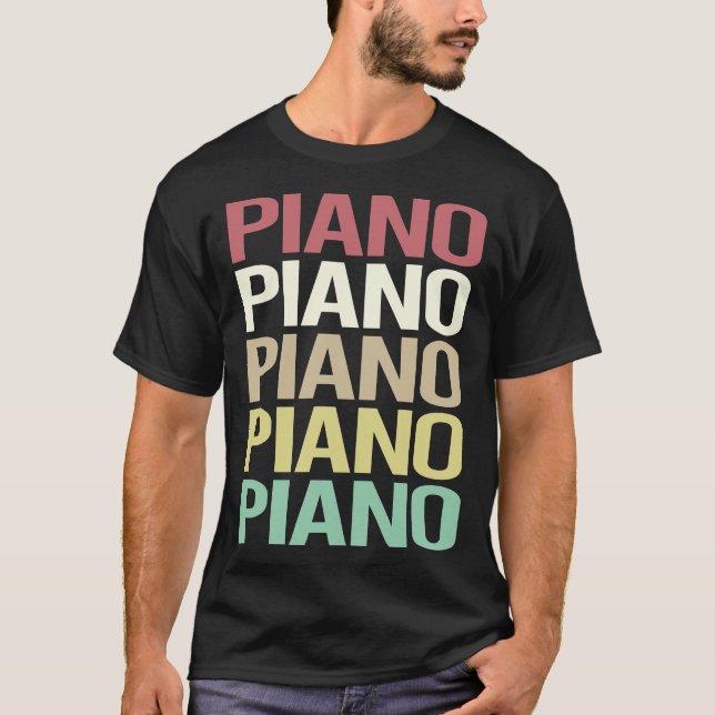 T-shirt Piano Pianiste Texte Coloré (Devant)