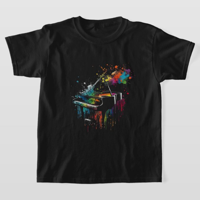 T-shirt Piano Piano Splash Art Jazz Compositeur Clavier Pi (Poser)