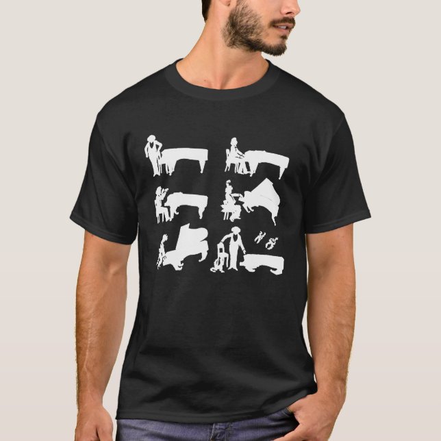 T-shirt Piano player devient un musicien drôle sauvage (Devant)