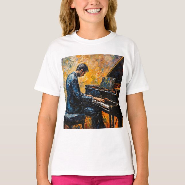 T-shirt Piano Player - Peinture à l'huile (Devant)