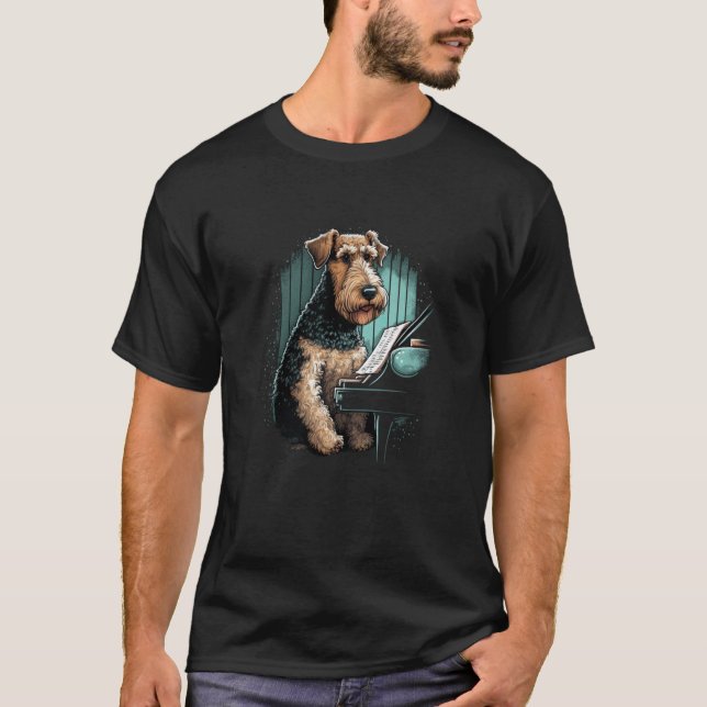 T-shirt Piano playing Airedale Terrier (Devant)