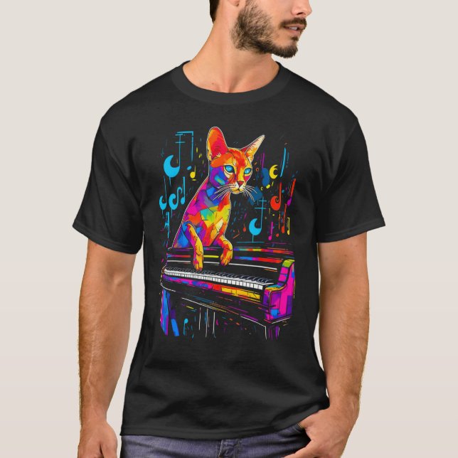T-shirt Piano pour chat abyssin (Devant)