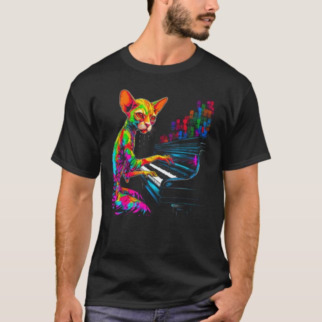 T-shirt Piano pour chat Devon Rex (Devant)