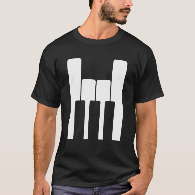 T-shirt Piano Rock Et Rouleau Mano Cornuta Metall Piano Ke (Devant)