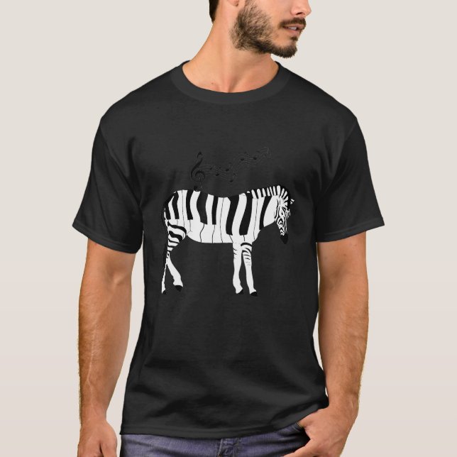 T-shirt Piano Zebra Funny Stripes Animal Musical Instrumen (Devant)