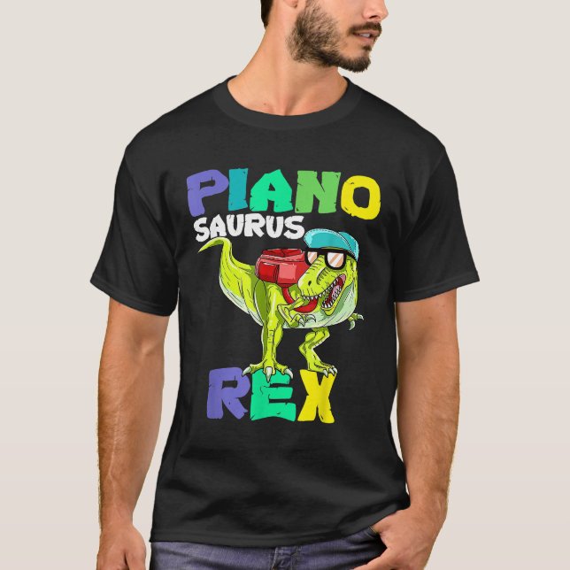 T-shirt Pianosaurus Rex Dinosaur Piano Retour à l'école (Devant)