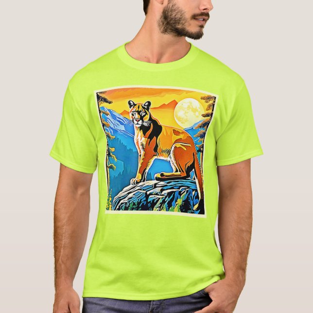 T-shirt Pic de Cougar : Art de Mountain Majesty (Devant)
