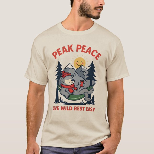 T-shirt Pic Paix Ours dans Hamac Camping (Devant)