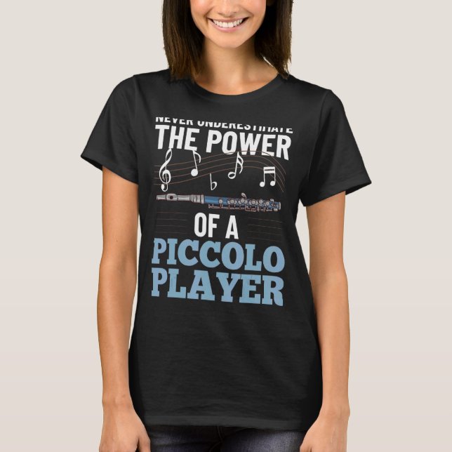 T-shirt Piccolo Instrument Music Flute Player Débutant Les (Devant)