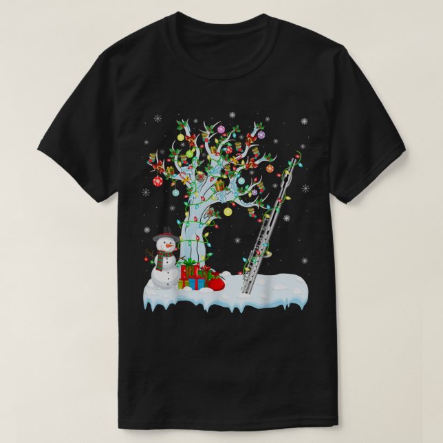 T-shirt Piccolo Music Xmas Tree Lighting Santa Hat Piccolo (Design devant)