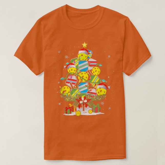T-shirt Pickball Christmas Tree Père Noël X mas Lumières (Design devant)