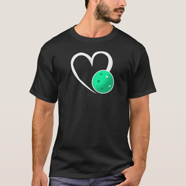 T-shirt Pickleball Aimer Coeur Blanc Turquoise Pickleball (Devant)