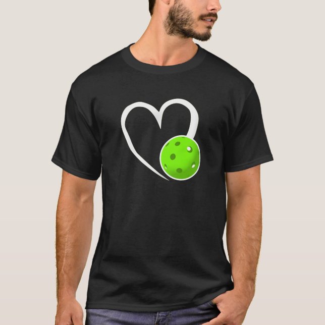 T-shirt Pickleball Amour Coeur blanc Gree brillant Pickleb (Devant)
