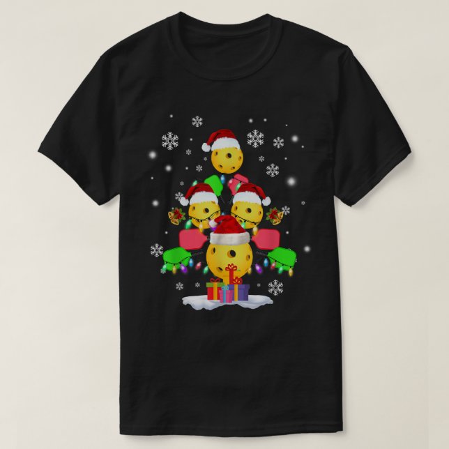 T-shirt Pickleball Arbre de Noël Père Noël Pickleball Xs L (Design devant)