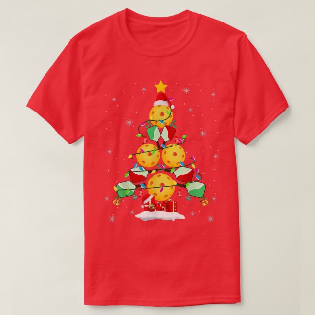 T-shirt Pickleball Arbre de Noël Père Noël Pickleball Xs L (Design devant)