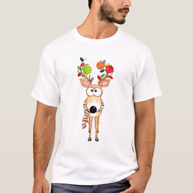 T-shirt Pickleball Christmas Reindeer (Devant)