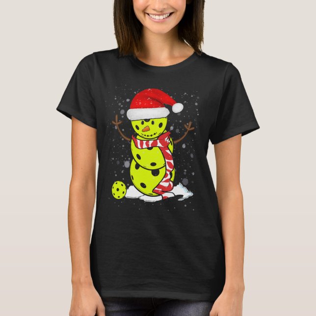 T-shirt Pickleball Christmas Snowman avec Casquette Père N (Devant)
