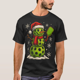T-shirt Pickleball de Noël pour femmes hommes bonhomme de