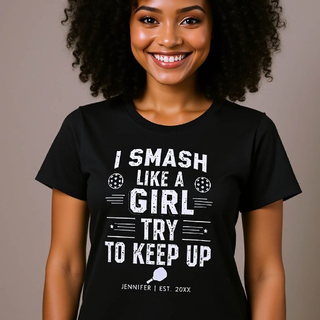 T-shirt Pickleball Drôle Dire Fille Cadeau Personnalisé (pickleball gift funny tshirt women typography birthday christmas club mom friend personalized)