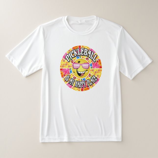 T-shirt Pickleball est mon endroit heureux - Graphique col (Poser)