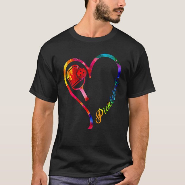 T-shirt Pickleball Heart I Love Pickleball Tie Dye For Man (Devant)